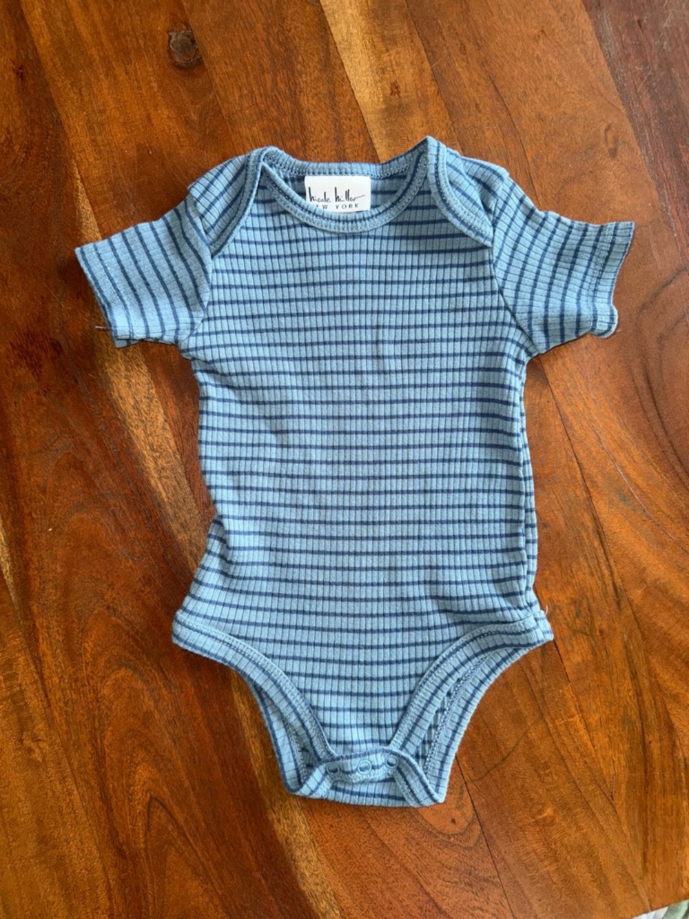 Nicole‎ Miller Blue & Navy Ribbed Stripe Baby One-Piece
